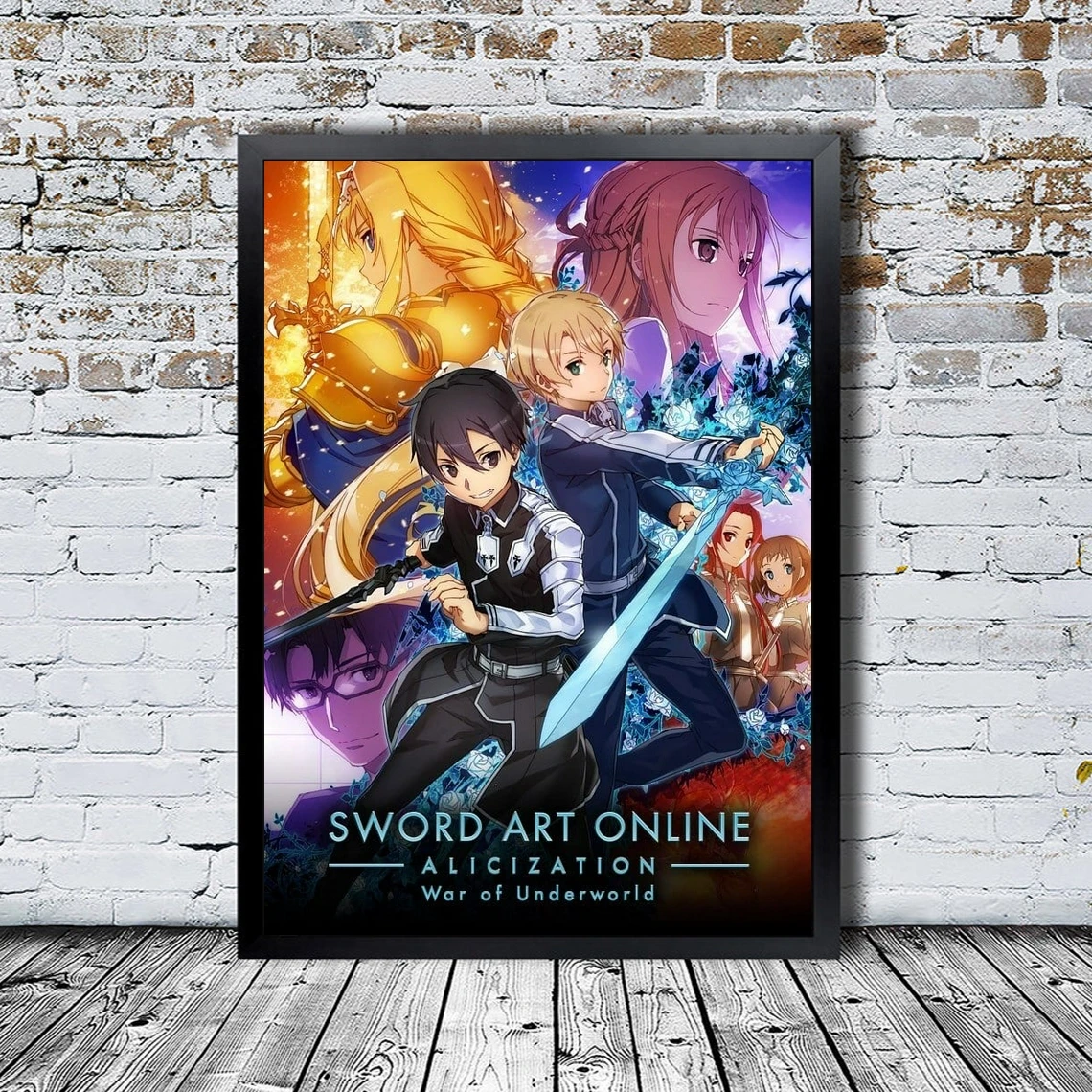 Меч искусство онлайн плакат японское аниме ТВ сериал холст печать настенная