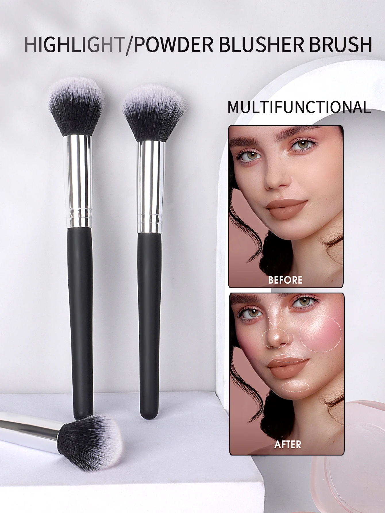 Кисть С Круглой Головкой Kosshow Для Румян И Пудры Блестящая Макияжа Деревянной