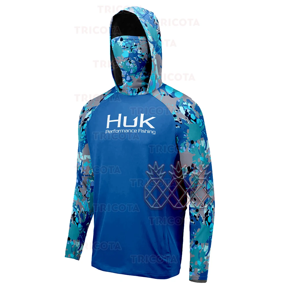 

2023 New Fishing Shirts Mask Neck Gaiter Hoodie Clothing Men Long Sleeve Fishing Clothes UV Protection Anti Mosquito Fishin