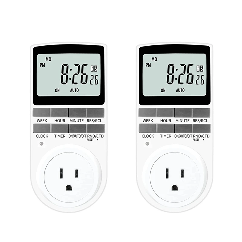 

7-Days Weekly Digital Plug Timer Outlet, Programmable Countdown Timer Switch with 20 On/Off Programs(120V / 15A / 1800W)