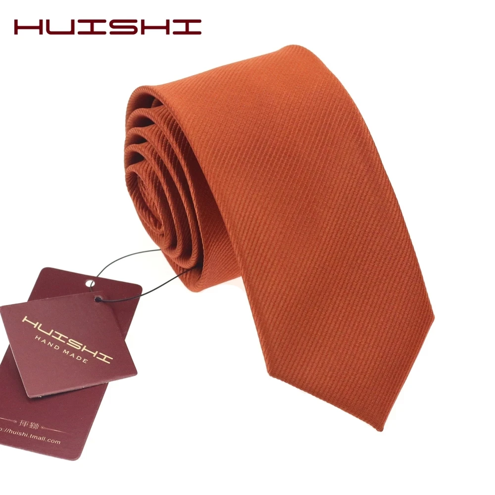 Однотонные Классические мужские галстуки модный дизайн тонкие оранжевые для