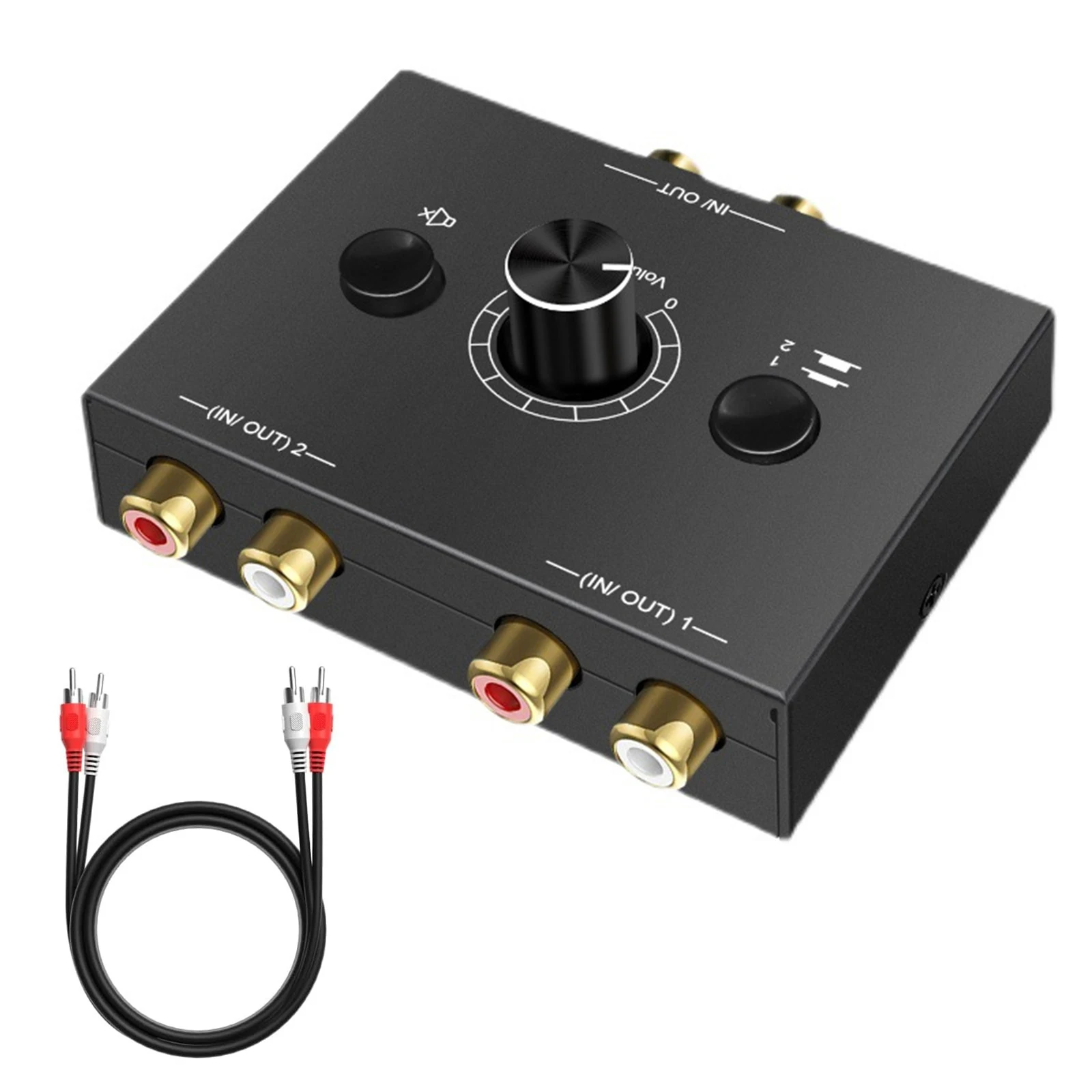 

2x1 / 1x2 L / R Stereo Audio Bi-Directional Switcher With Mute Button Portable RCA Stereo Audio Switch Audio Splitter Up to 8m
