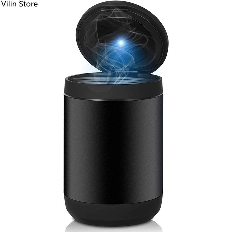 

Car Ashtray, Smokeless Vehicle Ashtray Ash with Lid & Blue LED Light Indicator for Car Cup Holder, Home, Office, Outdoor