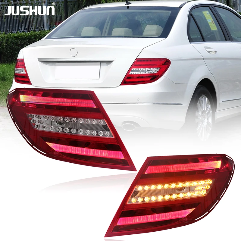 Фото Светодиодные задние фонари JUSHUN для Mercedes-Benz C-класса W204 (2011-2014), обновленные задние фонари, автомобильные аксессуары №2