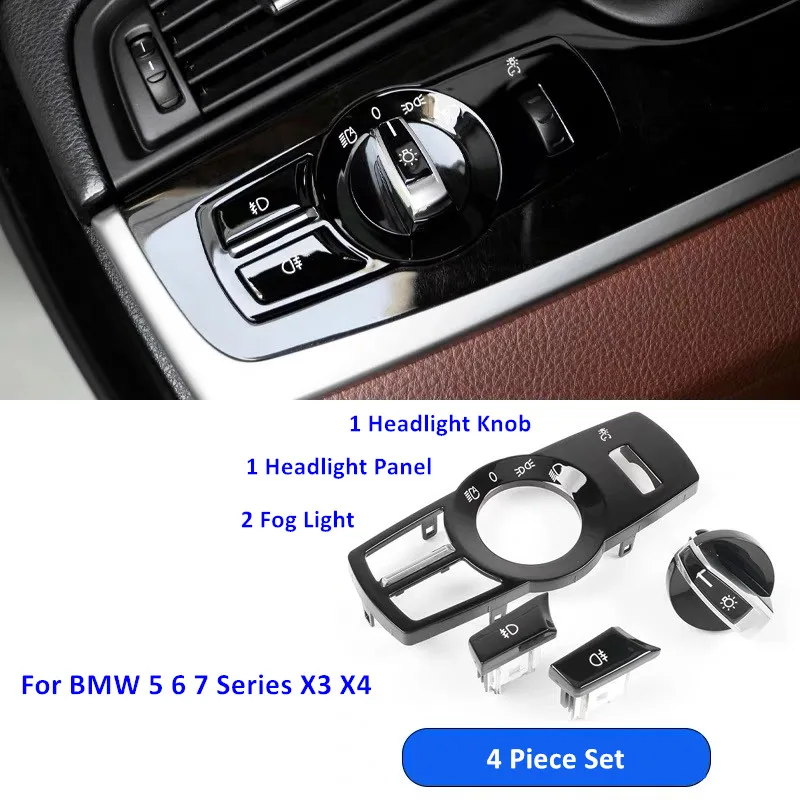 

Хромированная панель управления фарами из АБС-пластика, кнопка включения противотуманных фар, замена для BMW 5 6 7 серии X3 X4 F10 F11 F18 F25 F01 F02