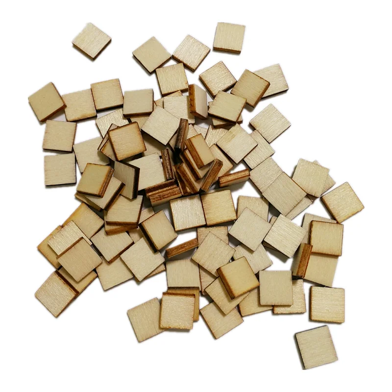 

100PCS 10MM Unfinished Wood Ornaments Square Blanks Wooden Cutouts Crafts for DIY Crafts Painting Staining Burning Coasters