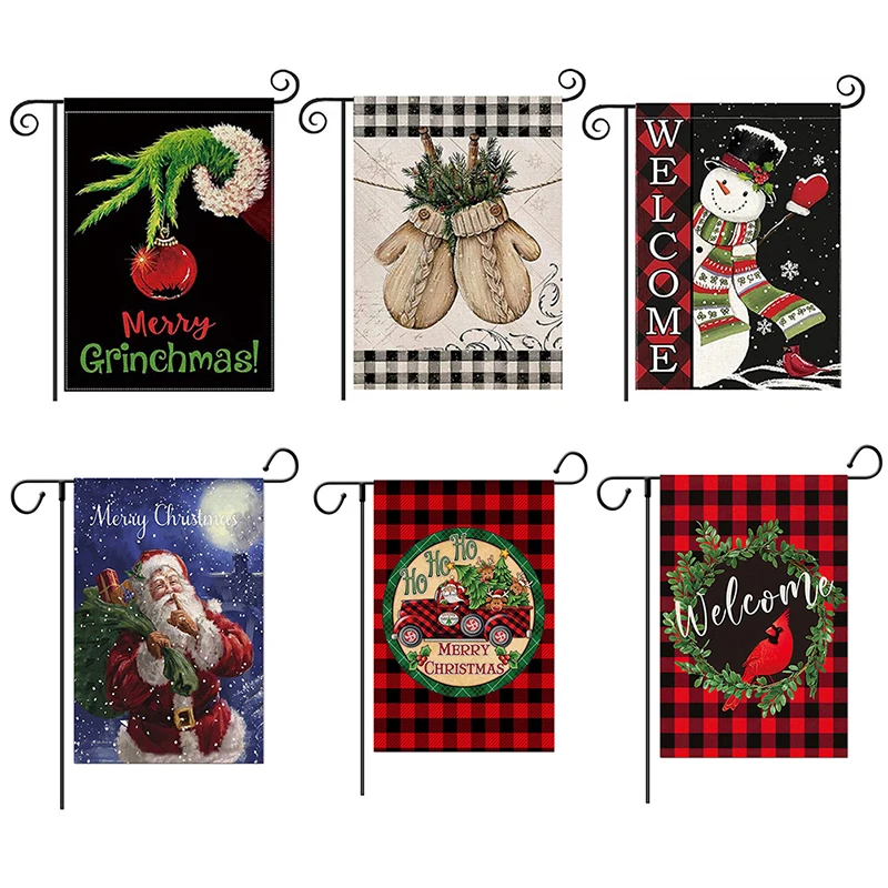 

Новые искусственные флаги с Санта-Клаусом, снеговиком, комнатные и уличные украшения для дома, зимние подвесные флаги для счастливого фести...