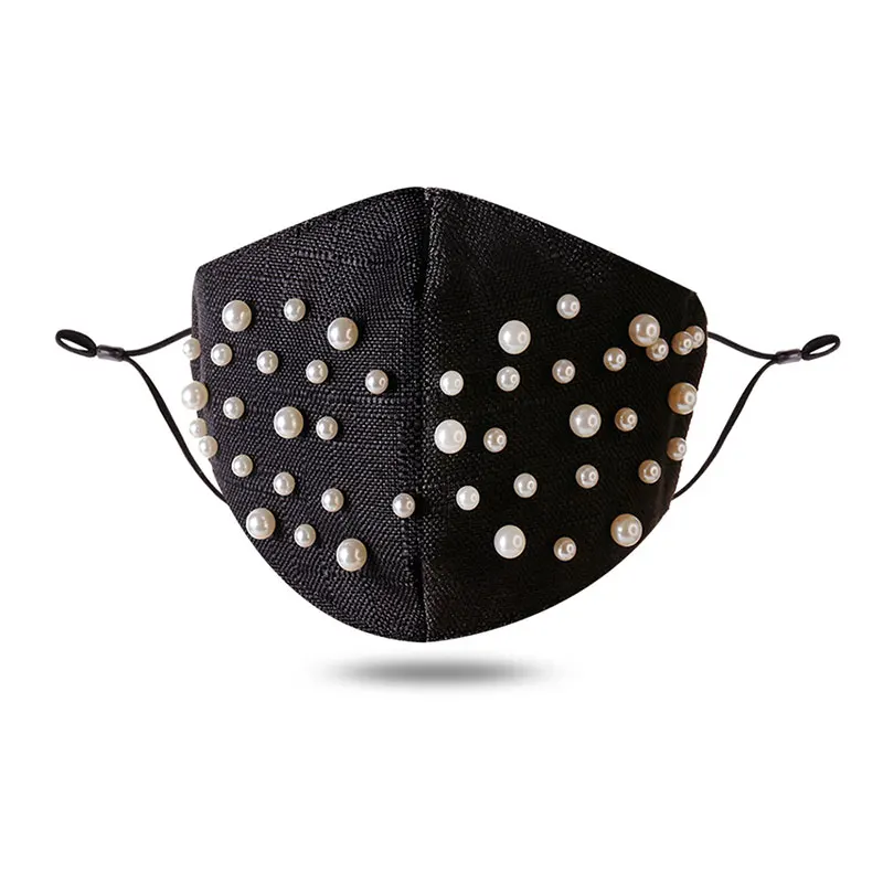 

8 Colors Cotton Luxury Pearl Masquerade Mask Women Fashion Dust Mask Bling Rhinestone Masks Face Accessories Jewelry Decor