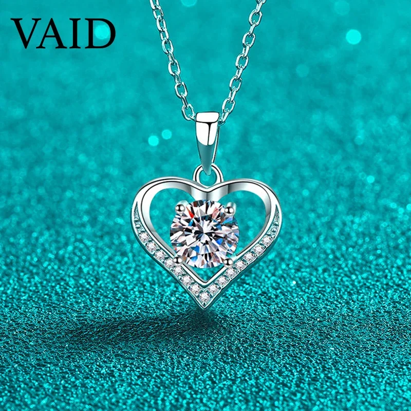 

Женское Ожерелье Smyoue из серебра 925 пробы, подвеска с муассанитом в форме сердца 1 карат, подарок на день рождения