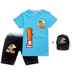Funny Hot Sale Fun Squad game Girls Clothes Set Cartoon Summer Kids T-Shirt Shorts Casual Sports Suit Kids 3 Piece Set