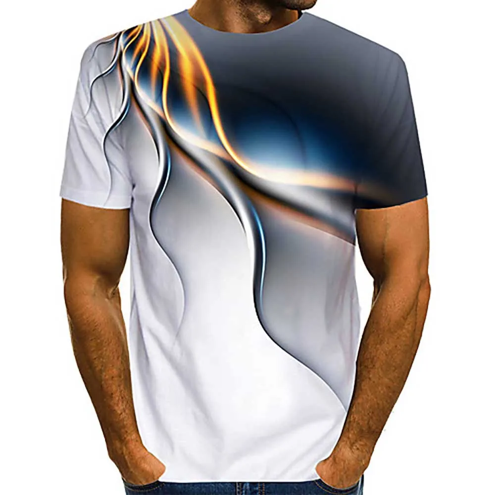 Летняя Повседневная футболка для спортзала мужские свободные футболки с 3D