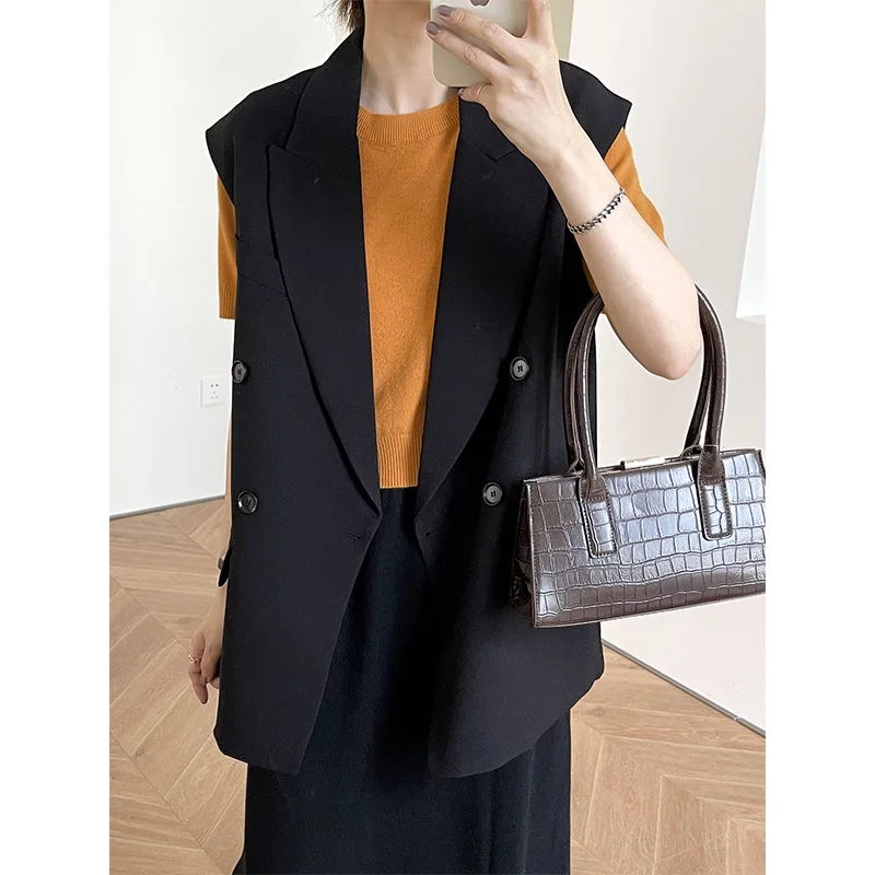 

SuperAen 2023 Autumn Design Simple Style Top Loose Vest Korean Design Sleeveless Vest Jacket for Women