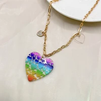 one piece new style transparent gradient heart asymmetric golden necklace necklace for women free shipping items jewelry