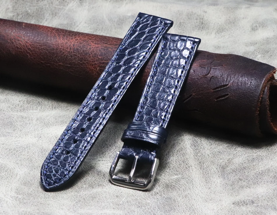 High quality alligator leather strap 18mm19mm20mm21mm22mm handmade wristband High-end Universal Watch band black blue Bracelet