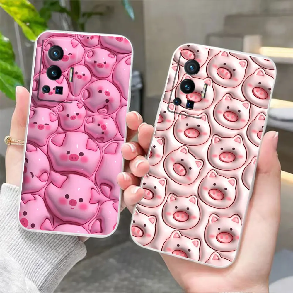 

Clear Phone Case For VIVO X90 X80 X70 X60 X50 X30 X27 X23 X21I X20 PRO PLUS Case Funda Shell 3D Effect Floor Plan Pig Flower