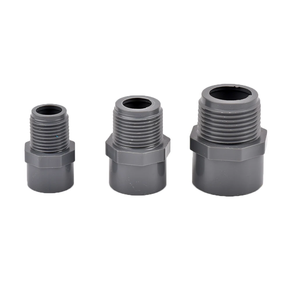 2pcs PVC 1/2" 3/4" 1" Thread Connector 20/25/32 mm PVC Water Pipe Adapter Garden Irrigation Tube Fittings