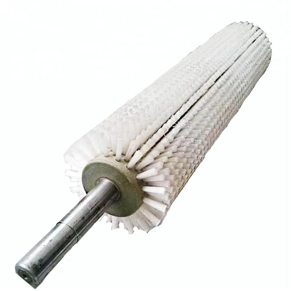 

White nylon bristle roller brush in bubble cleaning machine