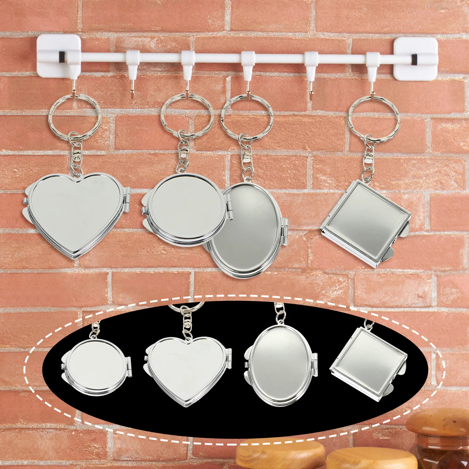 

Mirror Pendant Keychain Key Keyring Mini Metal Folding Holder Rings Charms Goodie Car Handbag Backpack Fillerskeyrings Portable