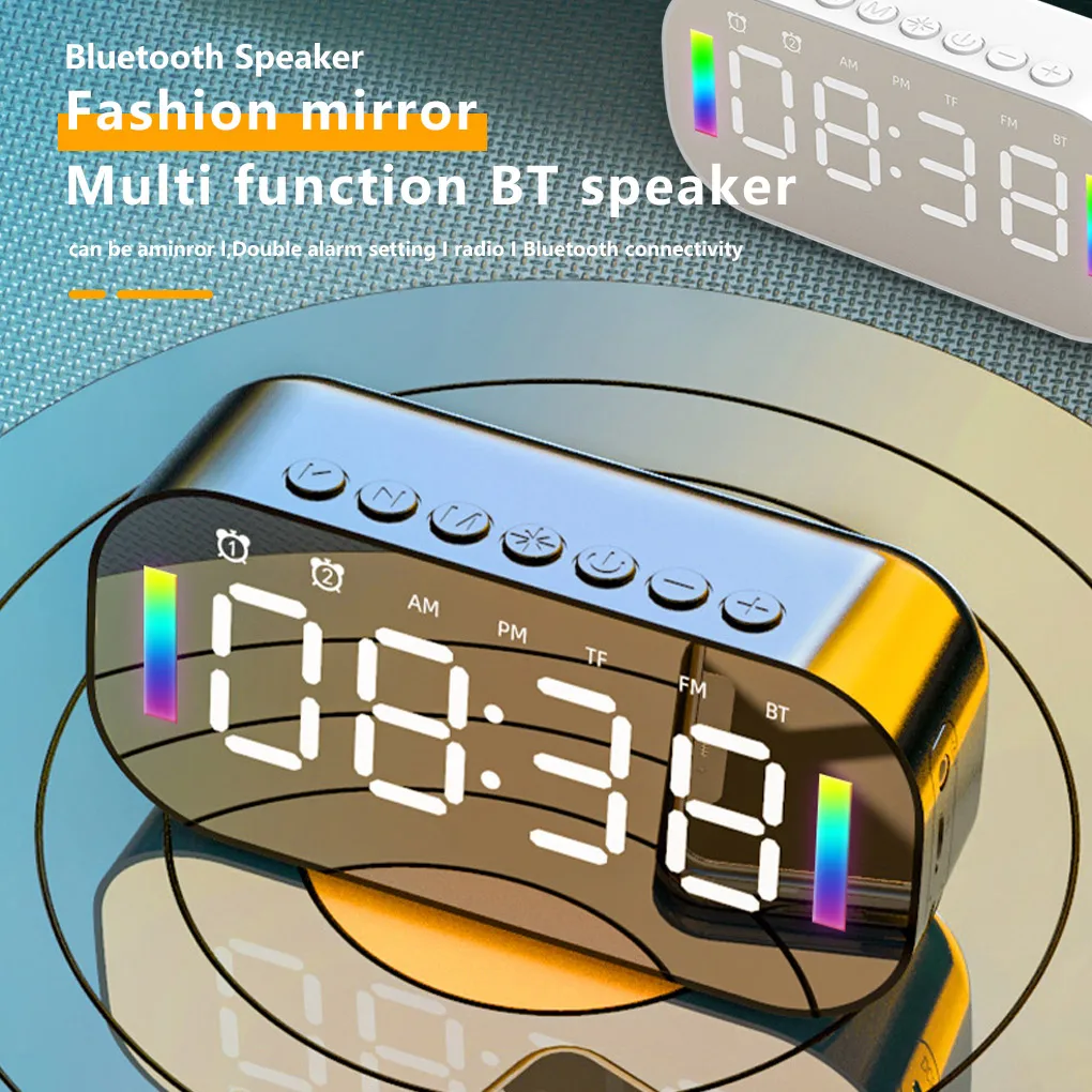 

Wireless Bluetooth Speaker FM Radio Sound Box Desktop Alarm Clock Subwoofer Music Player TF Card Bass Speaker Boom For All Phone