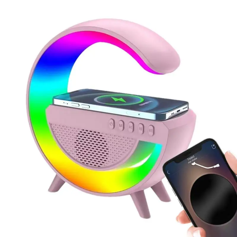

Multifunctional Wireless Charger Stand Alarm Clock Speaker Rgb Light With Six Light Mods Fast Charging Station Decoration
