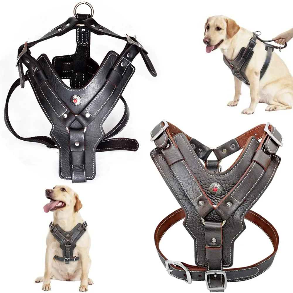 

Cowhide Chest Sling for Medium and Large DogsHead Cowhide Dog Chest Sling for Training DogsVest Chest Sling