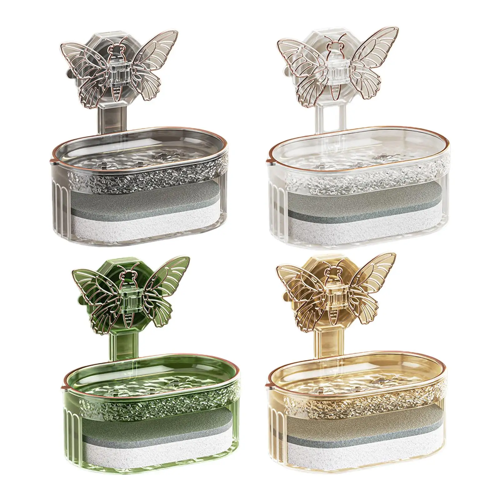 Strong Vacuum Suction Soap Sponge Holder with Sponge Toiletries Container Suction Cup Soap Dish for Shower Accessories