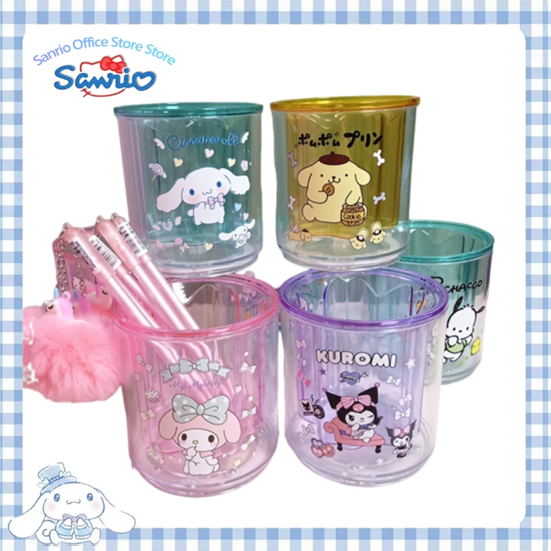 

New Sanrio Acrylic Pen Holder Kulomi My Melody Rotating Pen Holder Pochacco Stationery Storage Student School Supplies Wholesale