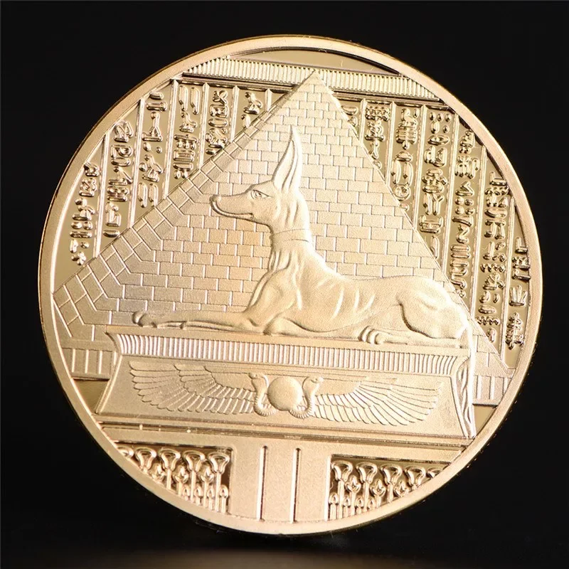 

1pc Gold Plated Egypt Death Protector Anubis Coin Copy Coins Egyptian God Of Death Commemorative Coins Collection Gift