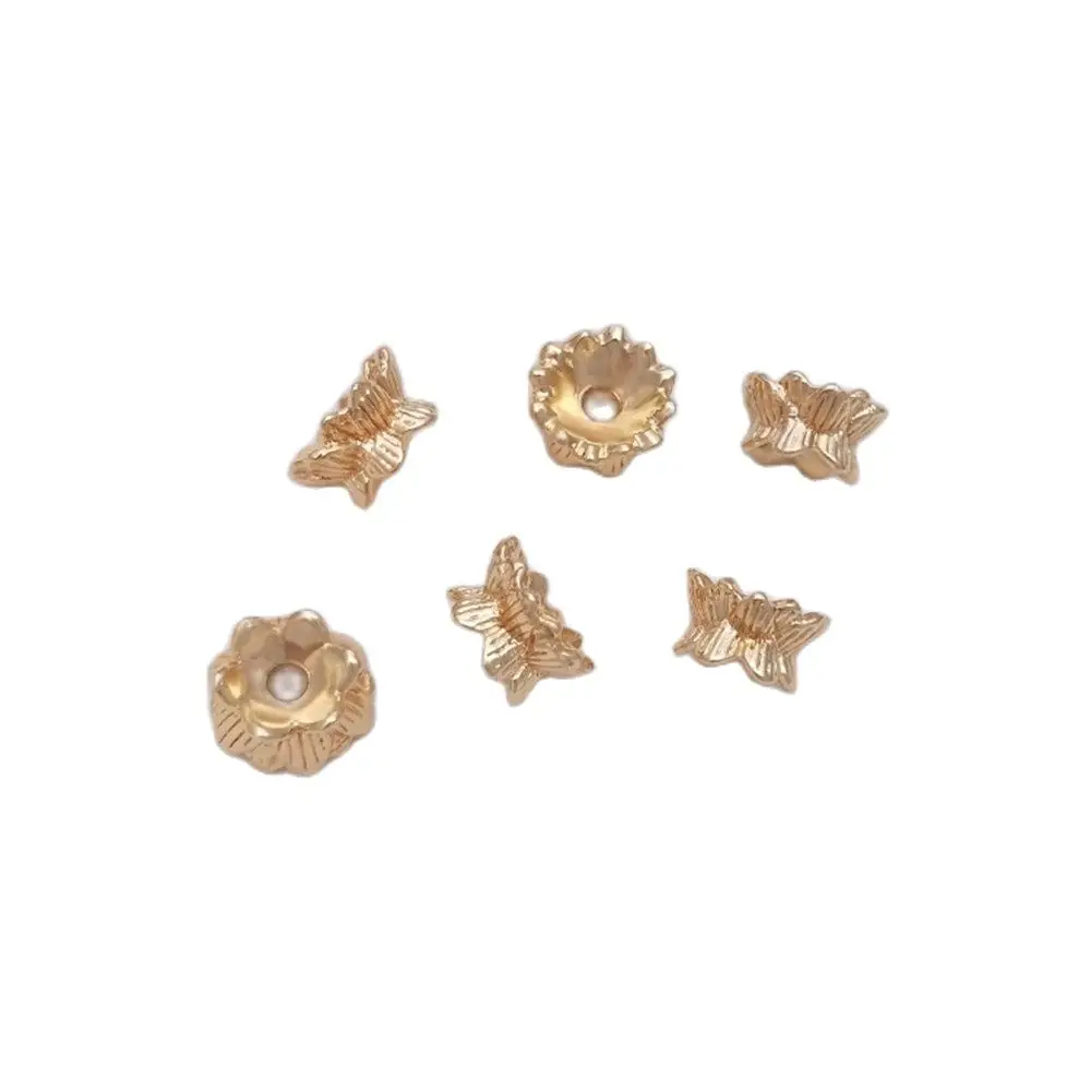 

14K Gold Filled Plated Double layer lotus Beaded cap accessories DIY jewelry materials