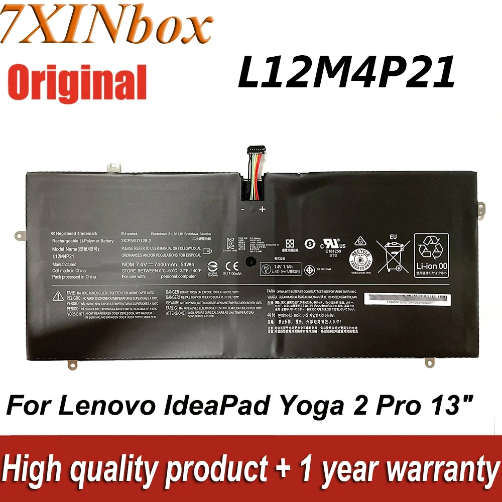 Новый оригинальный аккумулятор для ноутбука L12M4P21, L13S4P21, 7,4 В, 54 Вт/ч, 7400 мАч, для Lenovo Yoga 2 Pro, 13 дюймов, семейная серия