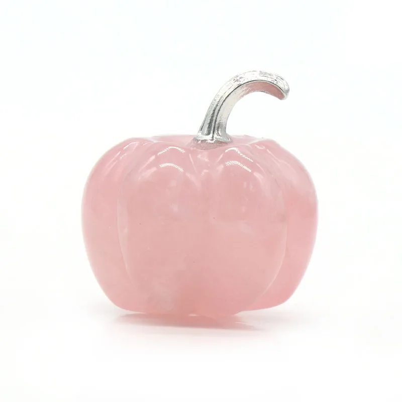 

Rose Quartz Pumpkins Figurines for Home office Party Decoration Handmade Carved 30MM Gemstone Pendant