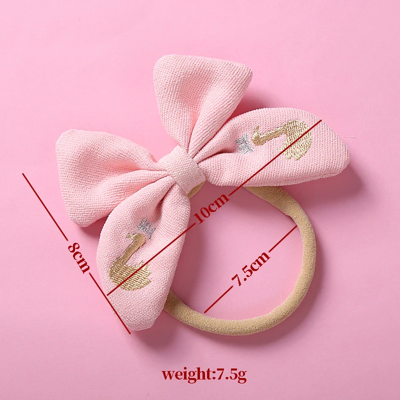 

Baby Duck Embroidery Bow Headband Kids Beautiful Cotton And Linen Hairband Children Simple Headwear Hair Accessories