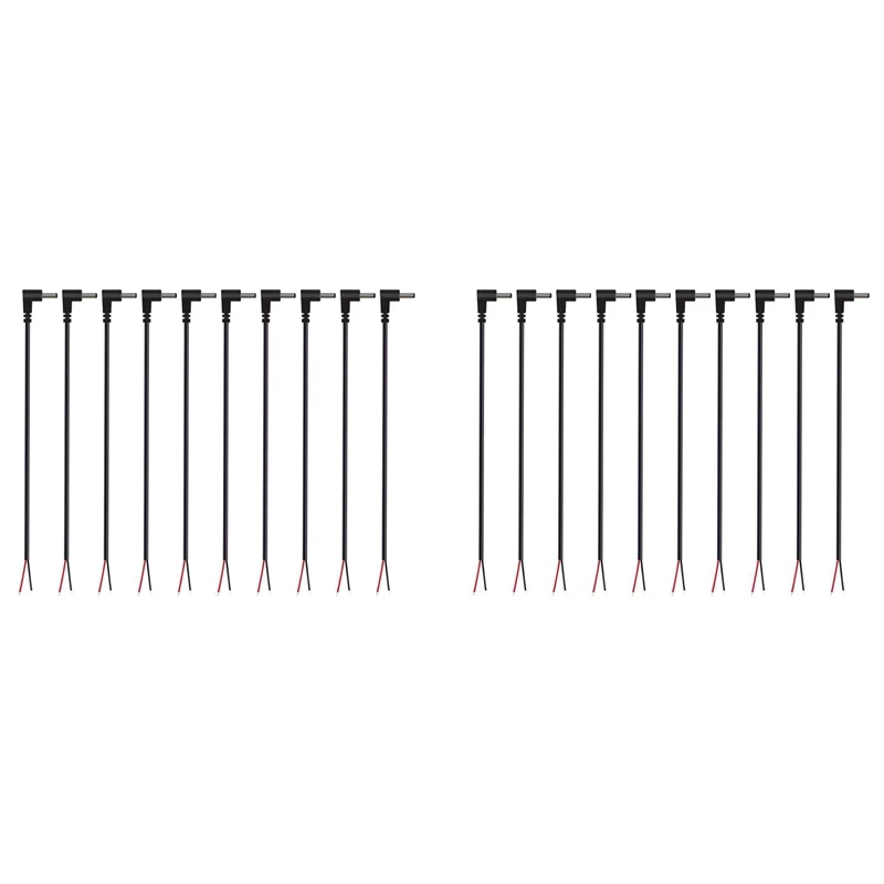 

(20 Pack) Replacement 3.5Mm X 1.35Mm 90 Degree Right Angle DC Power Male Plug Jack To Bare Wire Open End Pigtail Power