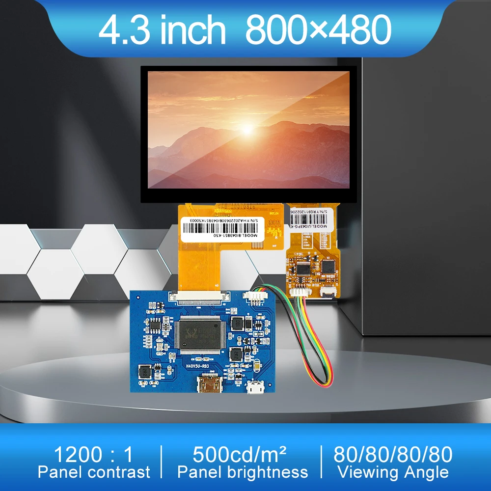 

4.3 Inch 40 Pins LVDS LCD Display Screen BI043BS1-K50 800*480 Brightness 500 With Board Touch Panel for Car Recorder