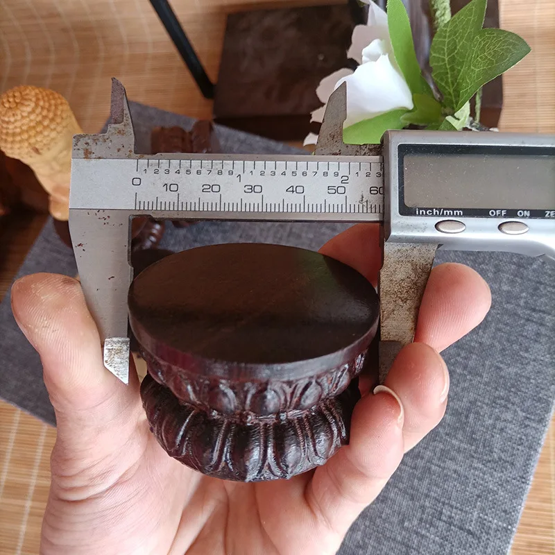 

Резная деревянная основа лотоса, миниатюрная основа в форме черного сандалового дерева, художественные работы, маленький деревянный держатель Будды, украшение для домашнего декора