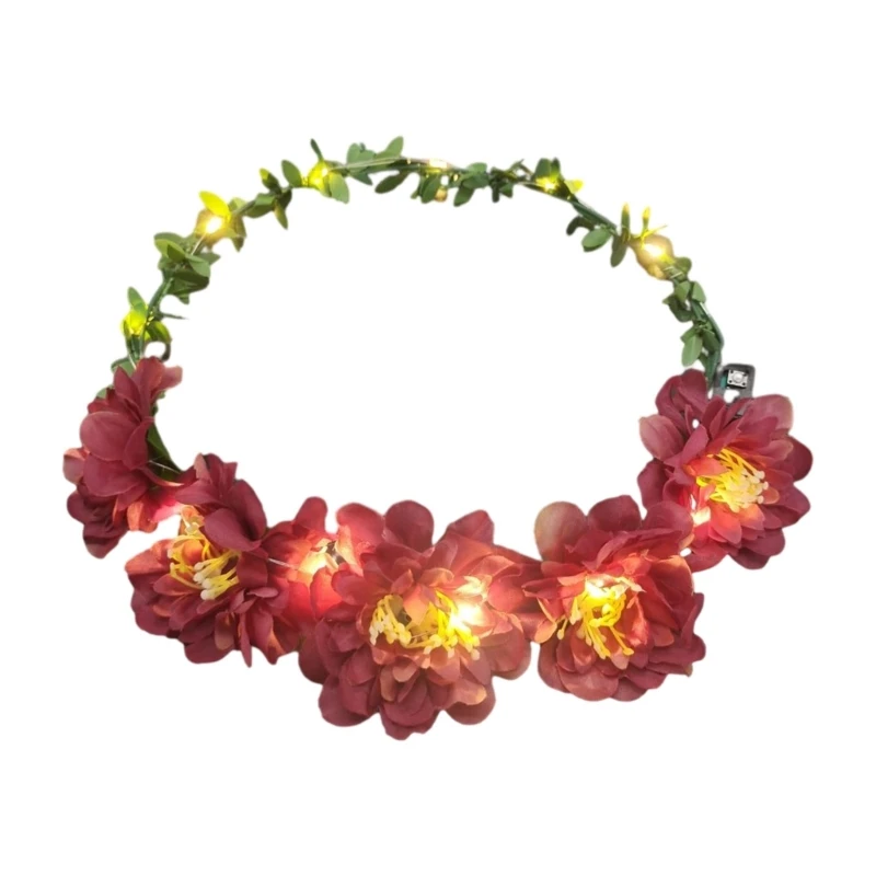 

Hawaiian Led Flower Headband Glowing Floral Hair Accessory Decoration for Teenage Girls Adults Female Cosplay Props