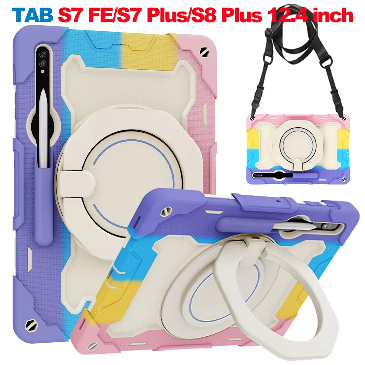

Case For Samsung Galaxy TAB S7 FE S7 Plus S8 Plus 12.4inch Shockproof Full Body Kids Children Safe Drop Resistance Tablet Cover