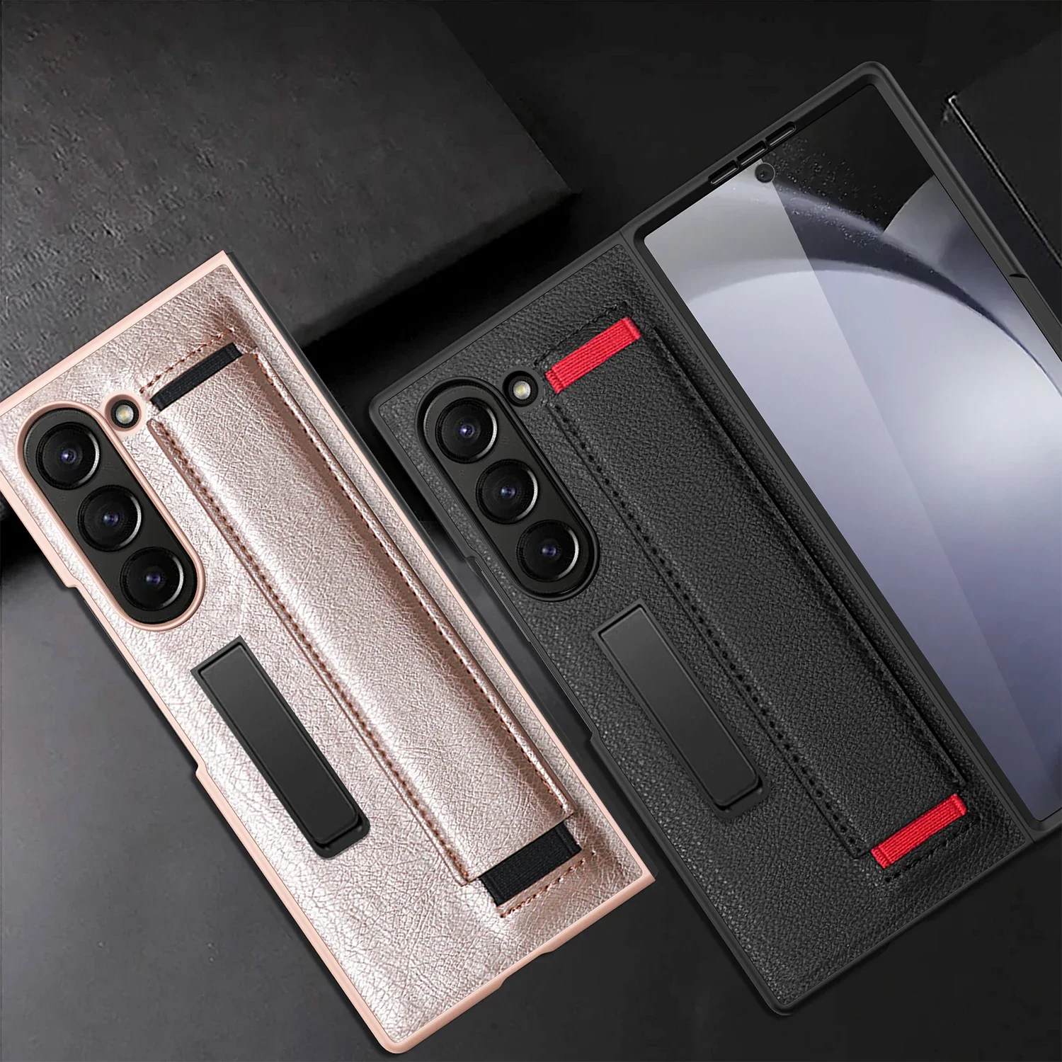 Роскошный кожаный браслет-держатель для телефона Samsung Galaxy Z Fold 6 4 5 со стеклянной