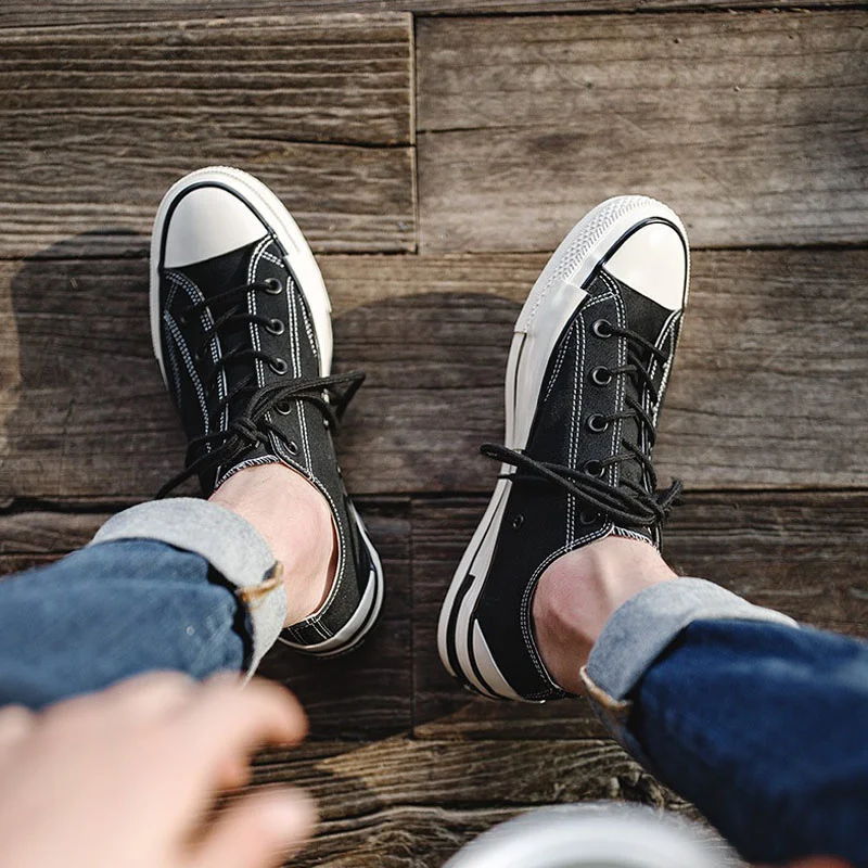 

Мужские парусиновые туфли maden, черная Вулканизированная обувь в стиле ретро, низкие кроссовки на шнуровке, повседневная весенняя обувь на плоской подошве для скейтбординга, 2023