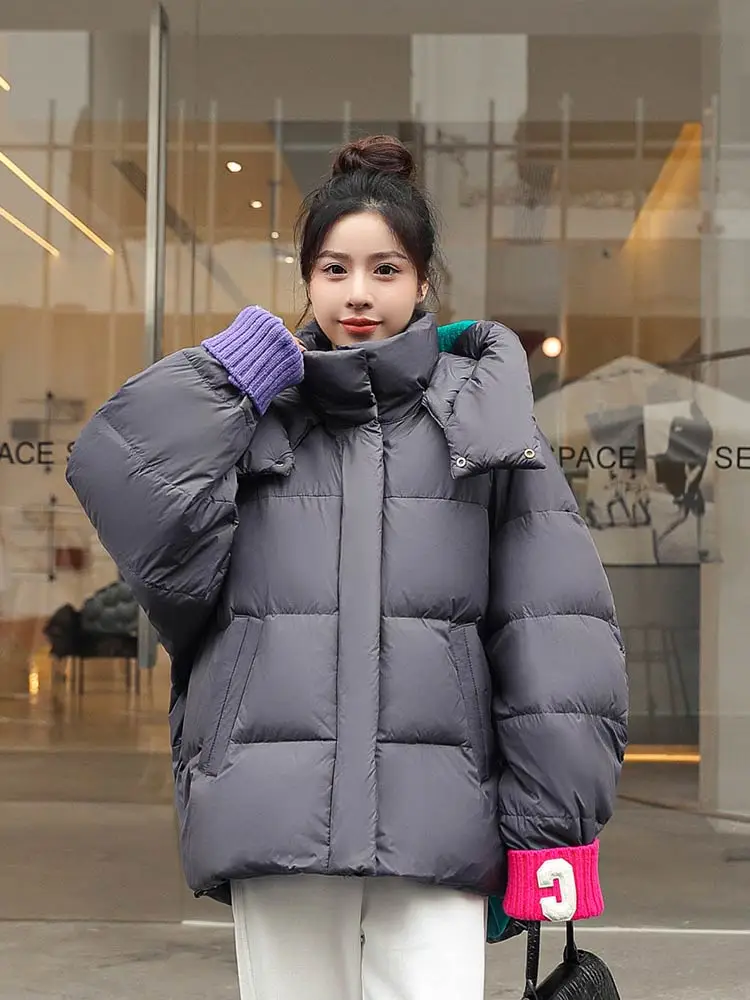 PinkyIsBlack 2022 New Winter Women Parkas Jackets Loose Hooded Thicken Warm Padded Coat Knit Spliced Female Winter Outwear Jacke