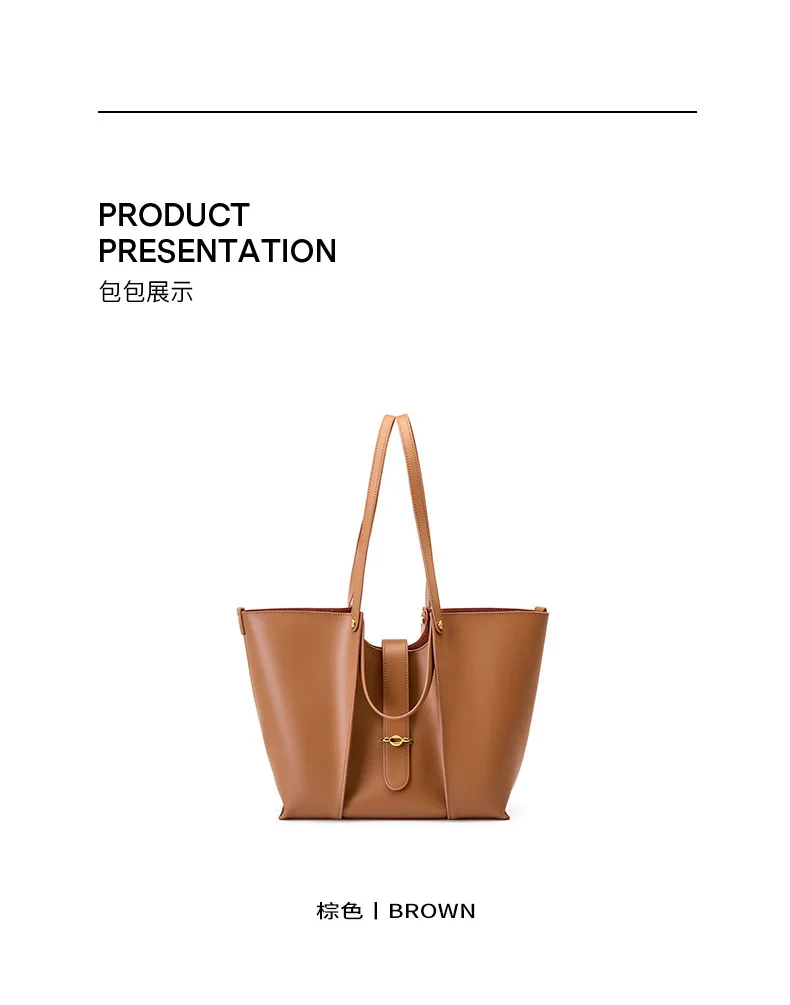 New Cowhide High Capacity Tote Cross Shoulder Women's Bag