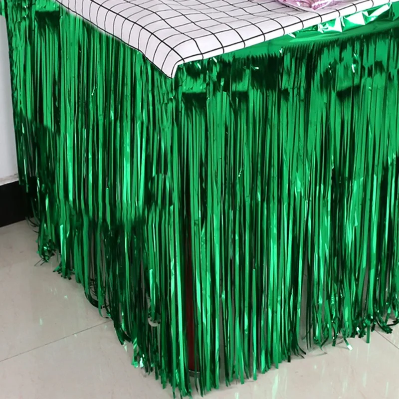 

New Table Skirt Wedding Decoration Table New Year Easter Decoration For Home Birthday Party Decor Metal Rain Tinsel Table Skirt