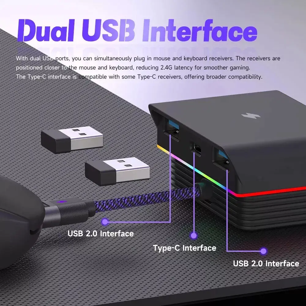 Магнитная зарядная станция для Logitech G PRO X SUPERLIGHT 2/MX Master 3S Razer Naga Pro/Viper V3 Pro