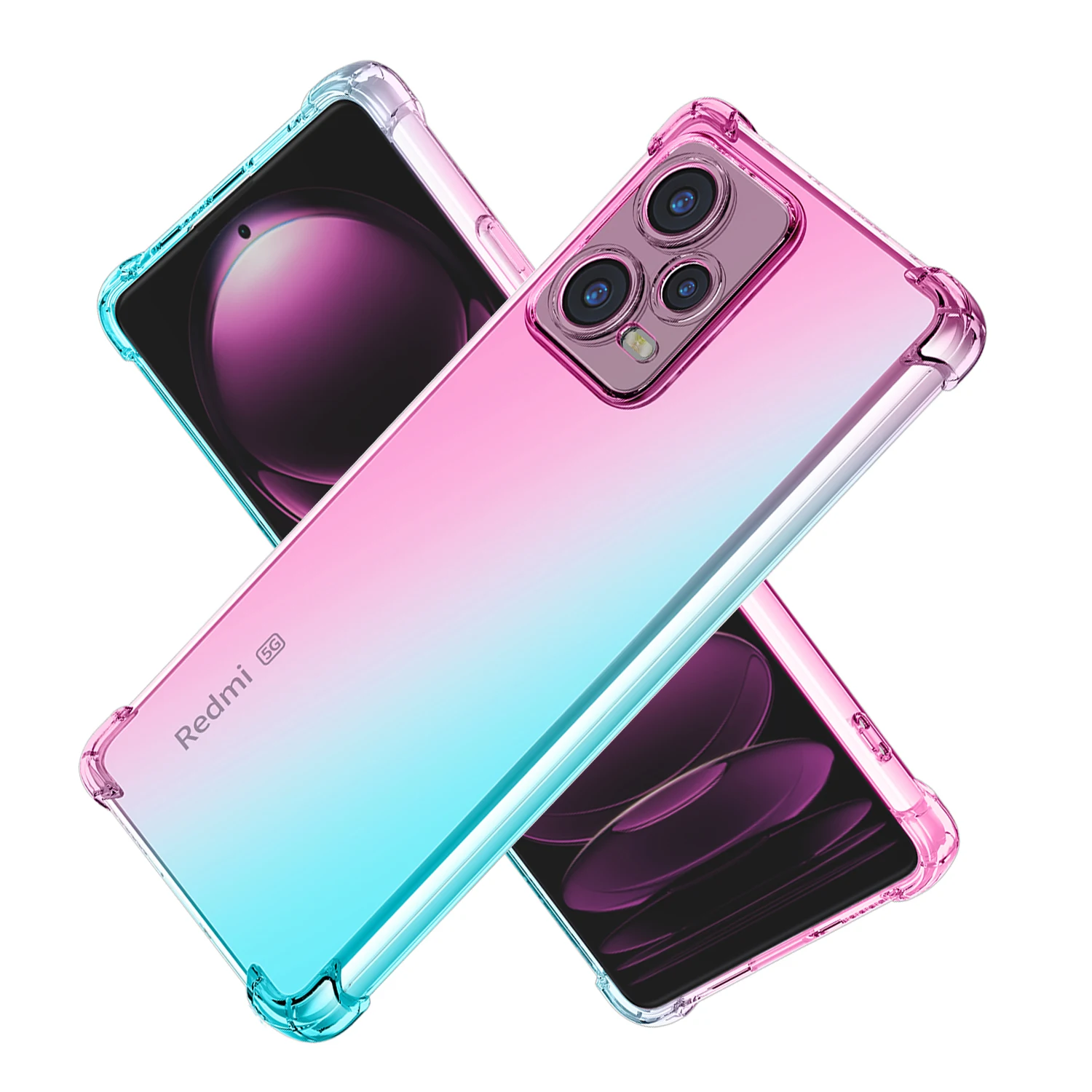 

Case For Redmi Note 12 Pro+ Note 11T Pro 11S 11SE 11E 11R Clear Cute Gradient Slim Anti Scratch Flexible TPU Shockproof Cover