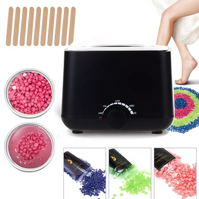 

500CC Wax Heater Warmer Hair Removal Machine Wax-melt Waxing Kits With Wax Beans Wood Stickers For Hand Foot Body Hair Epilator