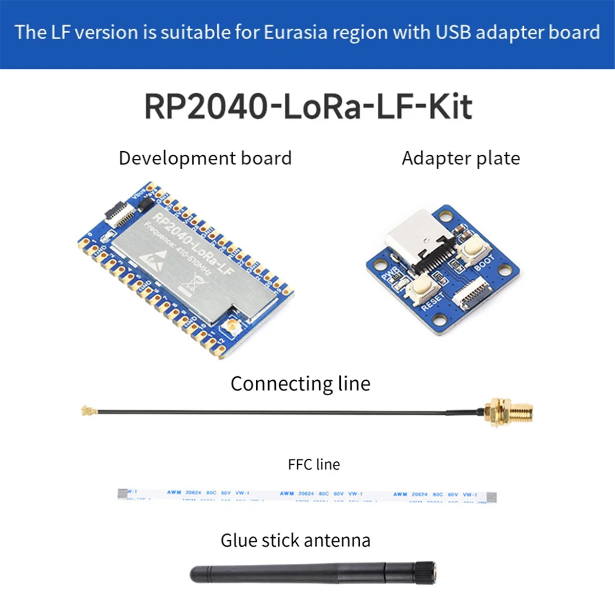 Комплект макетной платы RP2040-LoRa LF + плата адаптера SX1262 Плата разработки 410-510 МГц