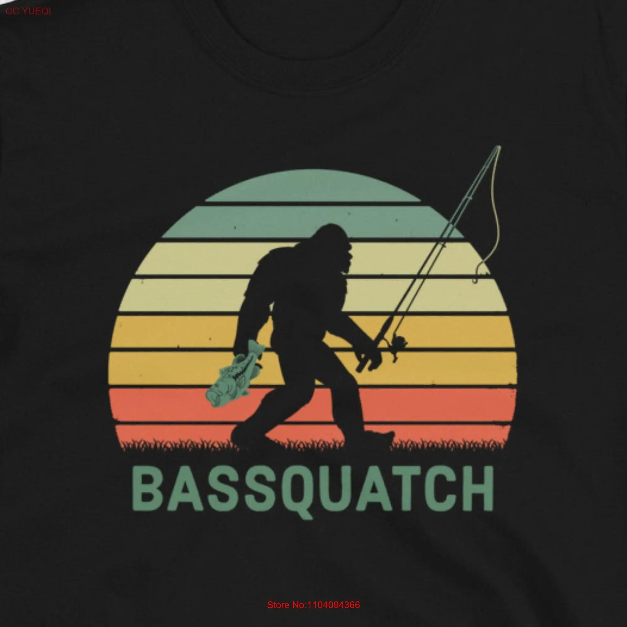 Футболка Bassquatch с длинным или коротким рукавом для рыбалки окуня рыбы любителей