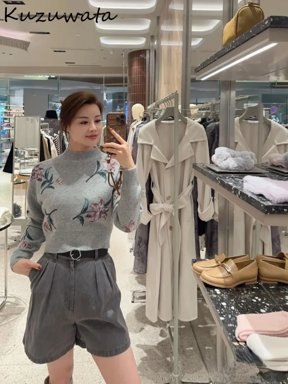 Новинка модный джемпер Kuzuwata с круглым вырезом и длинными рукавами элегантные