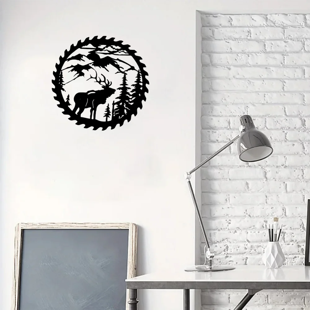Металлический Настенный Декор Олень Среди Сосны Красивое Металлическое