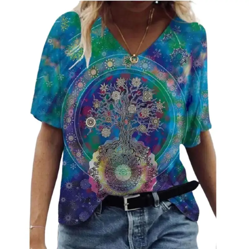 

3D Abstract Women Oversized T Shirt Summer 2021 New Vintage Floral Print T Shirts Loose Casual Streetwear Tops Plus Size 4XL 5XL